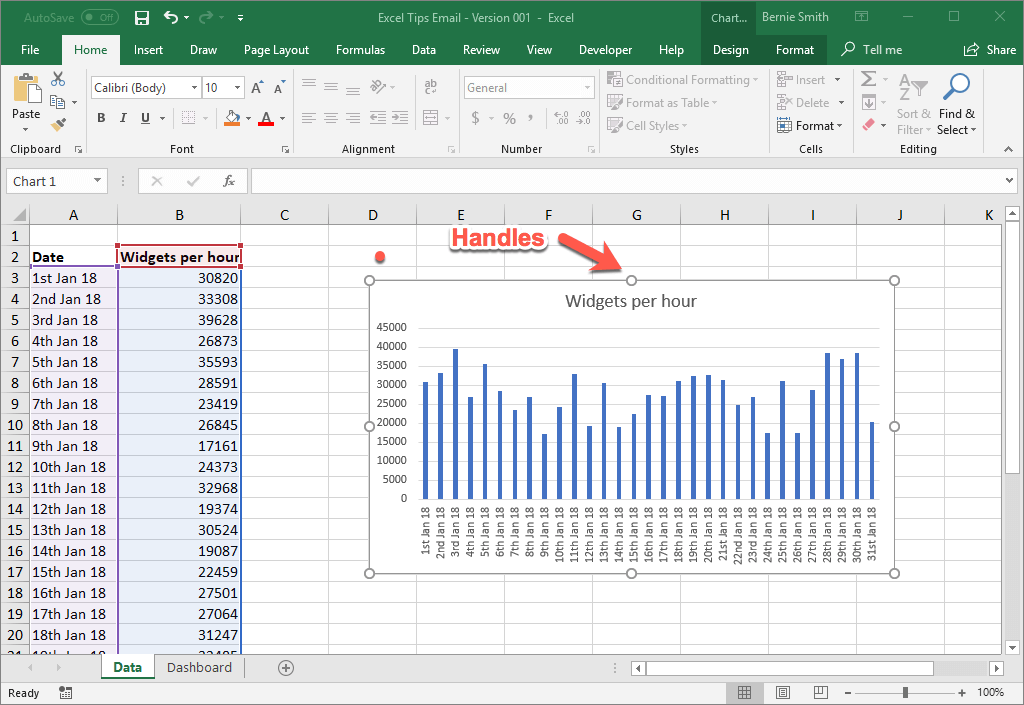 Selecting the Excel chart object