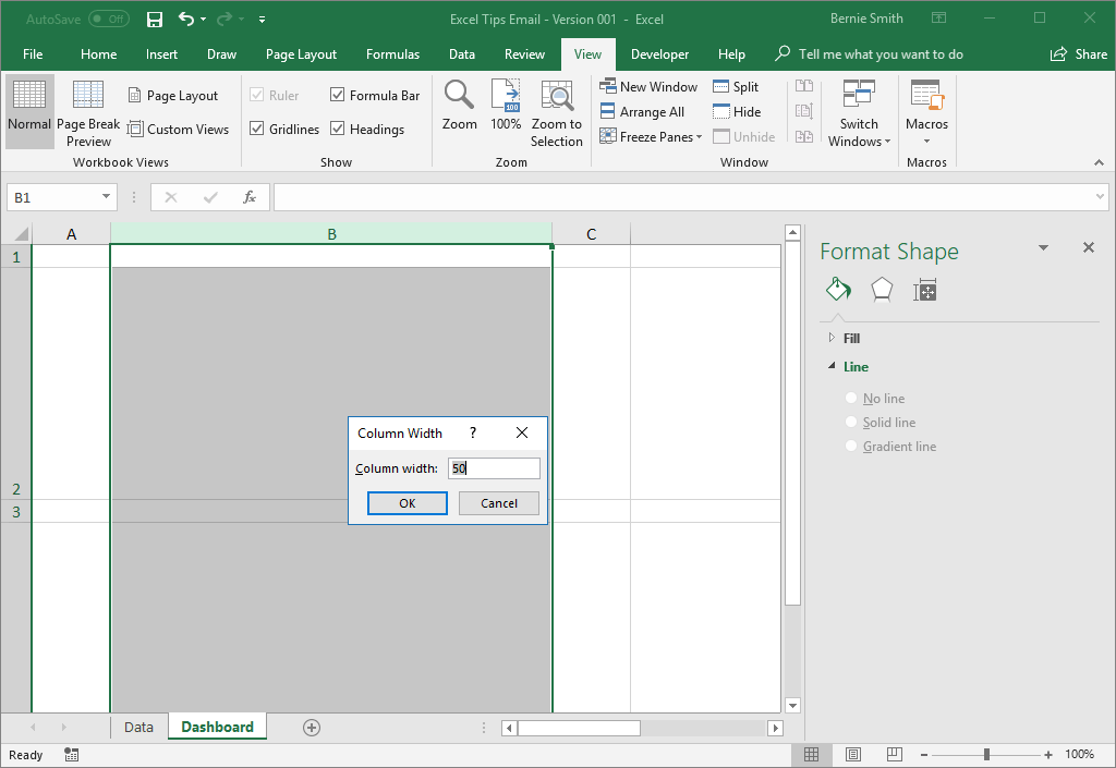 Setting a column width