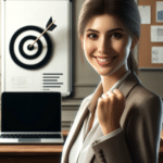 A woman celebrates hitting her target, demonstrating how do KPIs help with performance.
