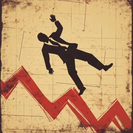 business man tumbling down a chart