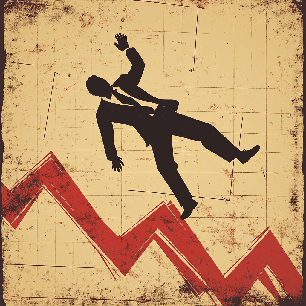 business man tumbling down a chart