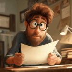 A surprised cartoon man trying to read a KPI report - illustration of a report without using our dashboard design checklist