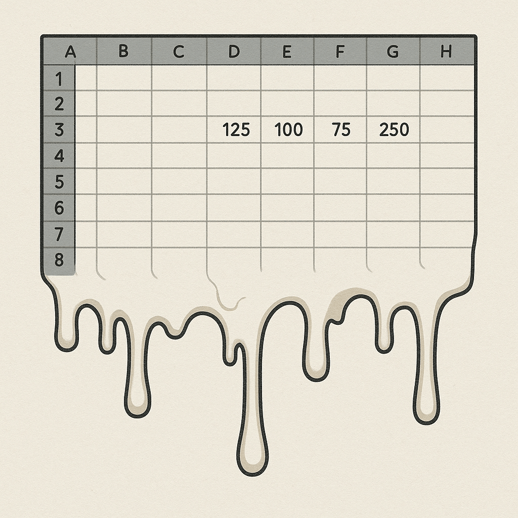 A melting Excel spreadsheet, illustrating the nine things you should never do in Excel